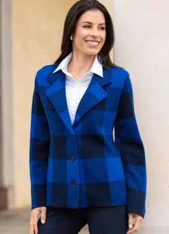 Hot Strickblazer in grafischem Jacquardmuster Damen Strickjacken|Blazer