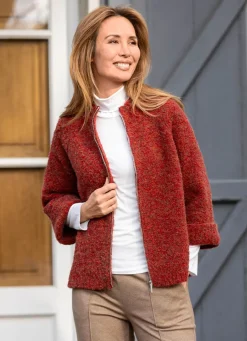 Sale Strickjacke aus Bouclégarn Damen Strickjacken|Basics