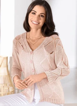 Clearance Strickjacke aus edlem Glanzgarn Damen Strickjacken|Basics