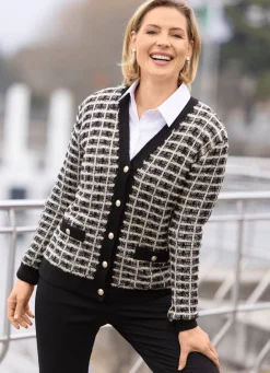 New Strickjacke aus hochwertigem Effektgarn Damen Strickjacken|Abendmode