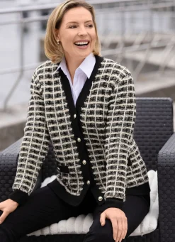 New Strickjacke aus hochwertigem Effektgarn Damen Strickjacken|Abendmode