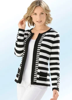 Sale Strickjacke in dekorativem Streifendessin Damen Strickjacken