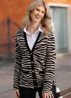 New Strickjacke in Jacquard-Dessin Damen Strickjacken