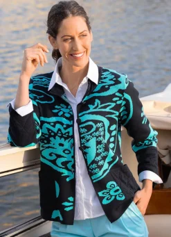Online Strickjacke in Jacquard-Dessin Damen Strickjacken