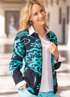 Online Strickjacke in Jacquard-Dessin Damen Strickjacken
