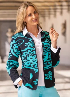 Online Strickjacke in Jacquard-Dessin Damen Strickjacken