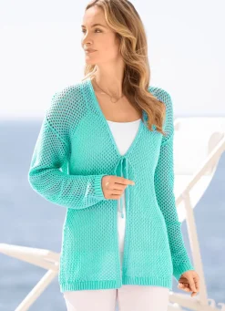 Clearance Strickjacke in Netzdessin Damen Strickjacken|Basics