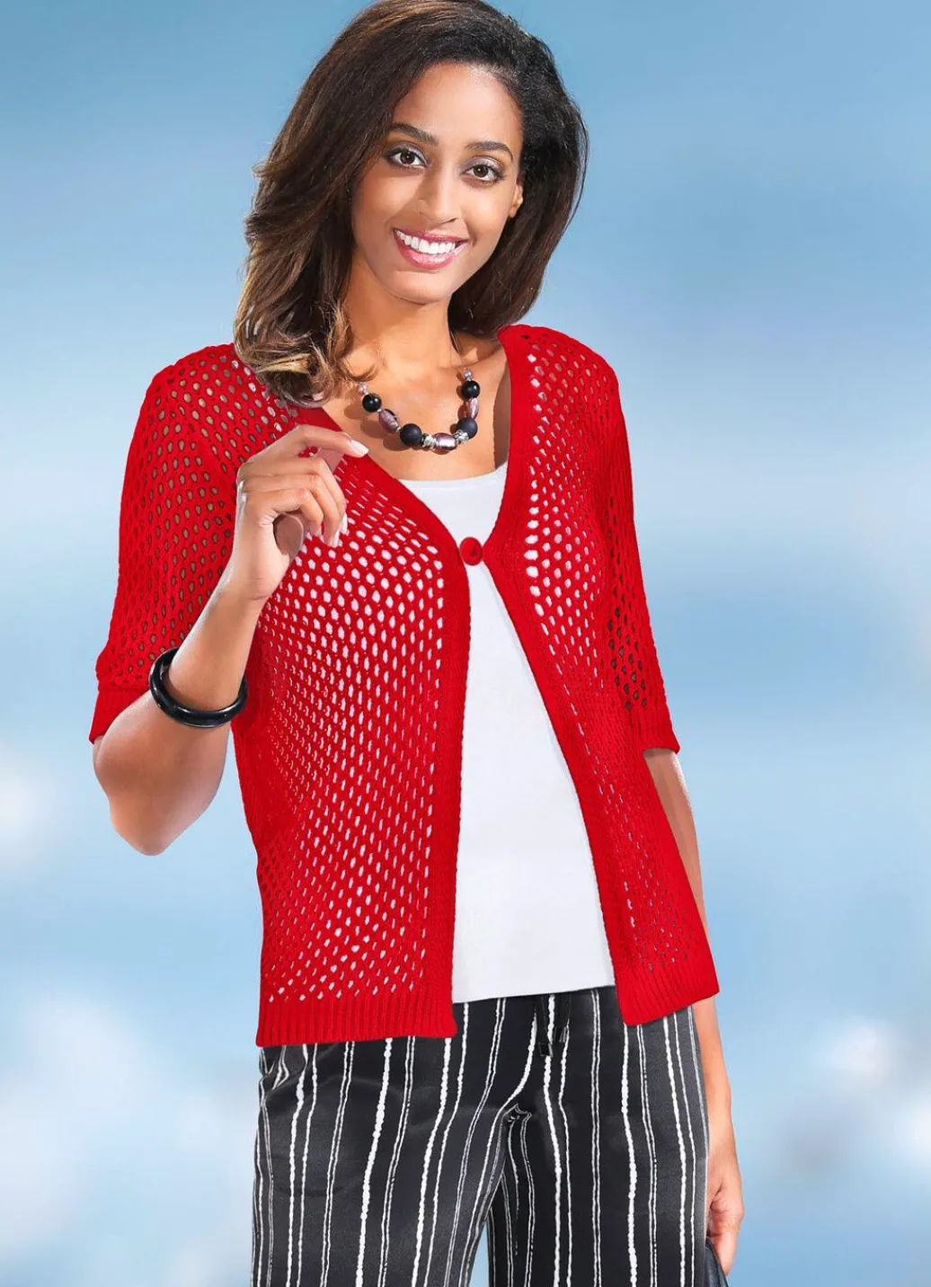 Strickjacke in Netzmuster Damen Strickjacken