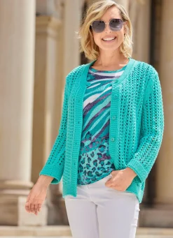 Best Strickjacke in Netzoptik Damen Strickjacken|Basics