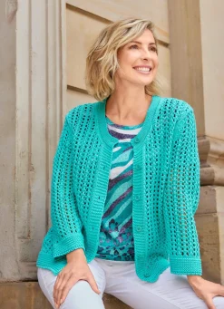 Best Strickjacke in Netzoptik Damen Strickjacken|Basics