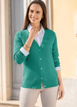 Online Strickjacke in Strukturmix Damen Strickjacken|Basics