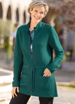 Outlet Strickjacke mit Bindeband zur Weitenregulierung Damen Strickjacken|Basics