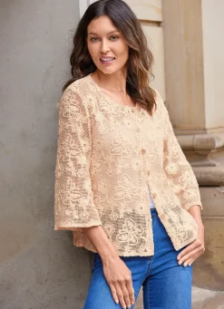 Best Strickjacke mit Blumen und Schmetterlingen Damen Strickjacken|Basics