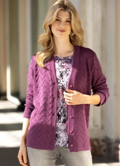 Outlet Strickjacke mit dekorativer Struktur Damen Strickjacken|Basics