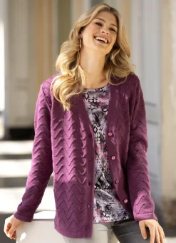 Outlet Strickjacke mit dekorativer Struktur Damen Strickjacken|Basics