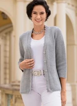 Online Strickjacke mit dezenten Glitzereffekten Damen Strickjacken|Basics