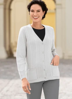Discount Strickjacke mit feinen Strukturstreifen Damen Strickjacken|Basics
