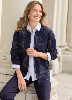 Strickjacke mit Jacquardmuster Damen Strickjacken|Abendmode