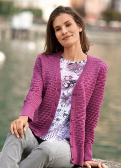 Discount Strickjacke mit leichtem Glanz Damen Strickjacken|Basics