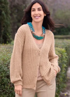 Hot Strickjacke mit Paillettengarn Damen Strickjacken|Basics