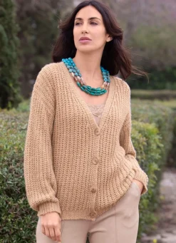 Hot Strickjacke mit Paillettengarn Damen Strickjacken|Basics