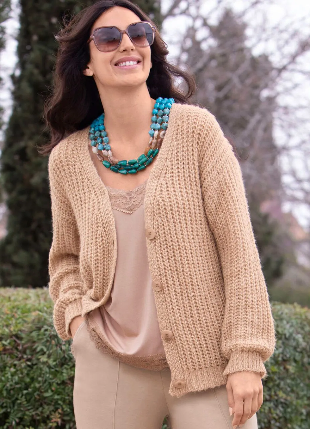 Hot Strickjacke mit Paillettengarn Damen Strickjacken|Basics