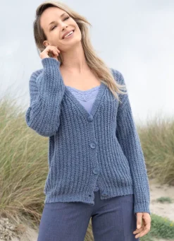 Clearance Strickjacke mit Paillettengarn Damen Strickjacken|Basics