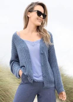 Clearance Strickjacke mit Paillettengarn Damen Strickjacken|Basics
