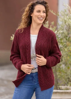 Sale Strickjacke mit Perlfangakzenten Damen Strickjacken|Basics
