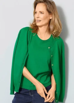 Strickjacke mit rundem Halsausschnitt Damen Strickjacken|Basics