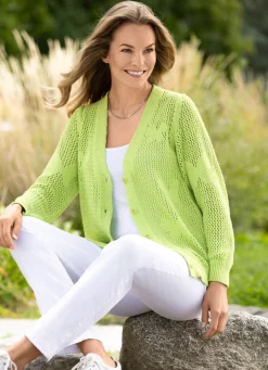 Outlet Strickjacke mit Schmetterling-Dessin Damen Strickjacken|Basics
