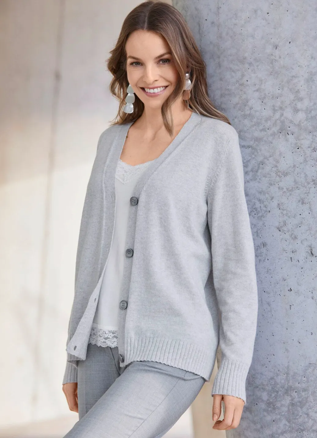 Discount Strickjacke mit Schurwolle und Kaschmir Damen Strickjacken|Basics