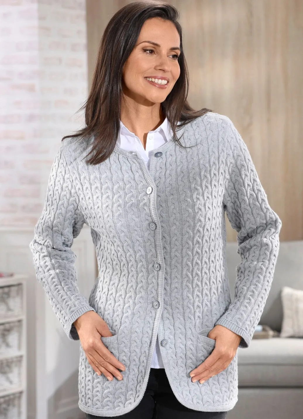 Clearance Strickjacke mit Schurwolle Damen Strickjacken|Basics