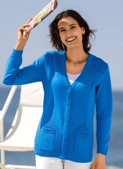 Clearance Strickjacke mit streckender Struktur Damen Strickjacken|Basics