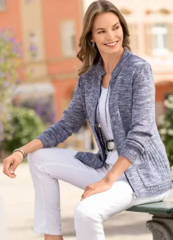 Online Strickjacke mit Strickbandzier und Taschen Damen Strickjacken|Basics