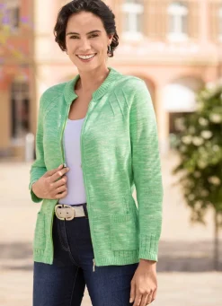 Outlet Strickjacke mit Strickbandzier und Taschen Damen Strickjacken|Basics