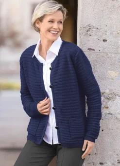 Strickjacke mit Struktur allover Damen Strickjacken|Basics