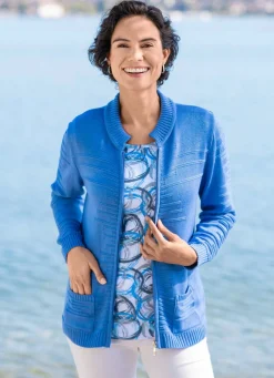 New Strickjacke mit Strukturstreifen Damen Strickjacken|Basics