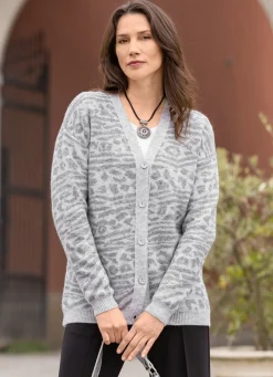 Clearance Strickjacke mit Tierfellmuster Damen Strickjacken