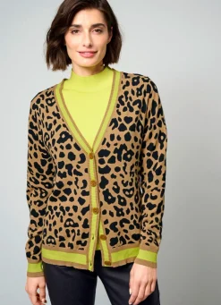 Strickjacke mit Tierfell-Optik Damen Strickjacken