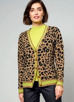 Strickjacke mit Tierfell-Optik Damen Strickjacken