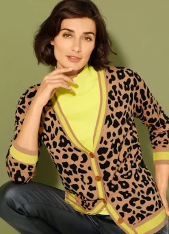 Strickjacke mit Tierfell-Optik Damen Strickjacken