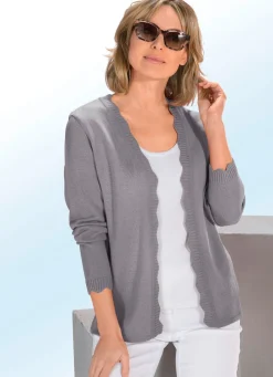 Best Strickjacke mit Wellenabschlüssen Damen Strickjacken