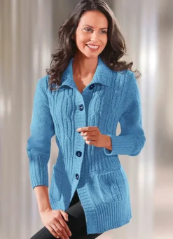 Outlet Strickjacke mit Zopfmuster Damen Strickjacken|Basics