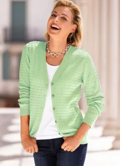 Hot Strickjacke mit Zöpfchendessin Damen Strickjacken|Basics