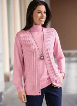 Online Strickjacke mit Zöpfchenstruktur Damen Strickjacken|Basics