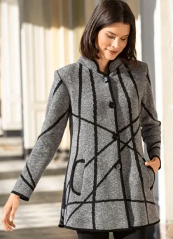 Outlet Strickmantel in Jacquard-Dessin Damen Strickjacken