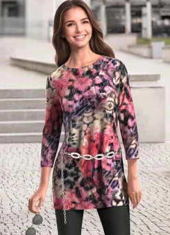 Damen Mona Tuniken|Pullover<Strick-Tunika mit dezenten Glitzerakzenten