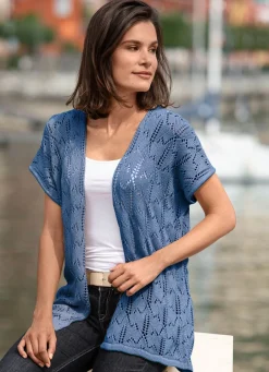 Sale Strickweste mit Ajourmuster Damen Strickwesten|Basics
