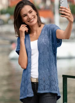 Sale Strickweste mit Ajourmuster Damen Strickwesten|Basics